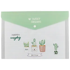 Папка-конверт А4 "Sweet dream Cactus" пластик, ассорти