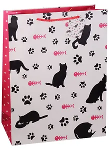 Пакет подарочный бумажный А3 "Кошки и горошки", детский