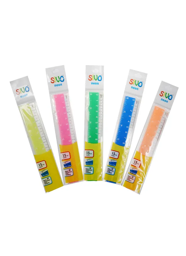 Линейка 15см пластик "Neon", подвес, ассорти, Sivo 239805 — 1