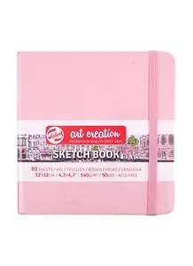 Скетчбук 12*12 80л "Art Creation" розовый, 140г/м2, слоновая кость, тв.обл., Royal Talens