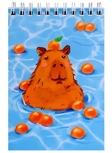 Блокнот А6 60 листов, клетка, "Капибара-2" гребень