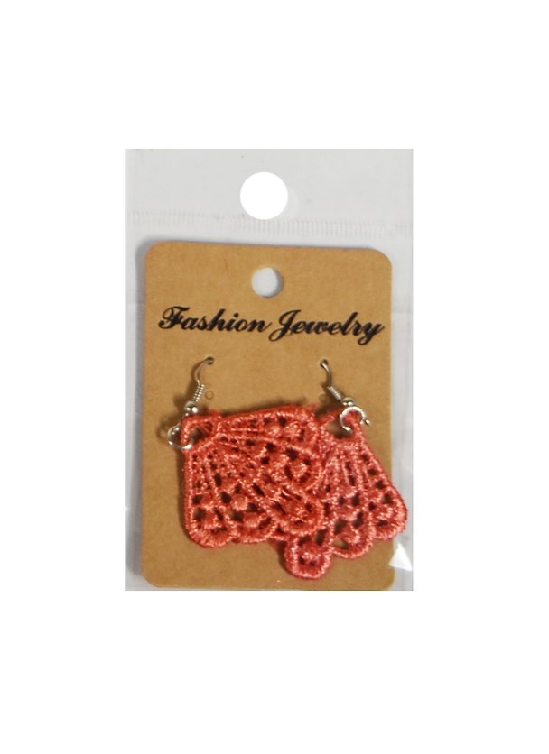 Серьги с кружевом, красный, 2 см 2451554 — 1