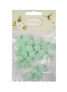 Цветочки пластиковые, 1.3 см, 25 шт/пакет, мятные (11-08631-2)
