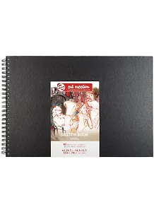 Блокнот для зарисовок 42*30см 80л "Art Creation" 110г/м2, 7БЦ, спираль, черный, Fabriano 