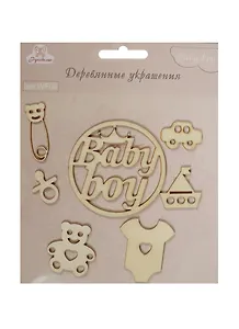 Деревянные украшения Baby Boy (WF06) (7шт.) (Рукоделие) (3+) (упаковка)