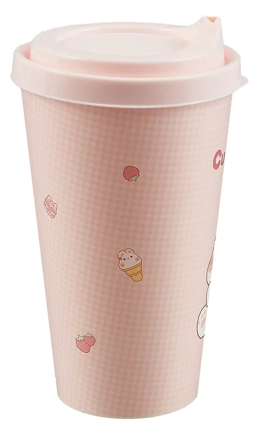 Стакан с крышкой Kawaii Зайчик (пластик) (550 мл) (СП2-2024) 3035570 — 2