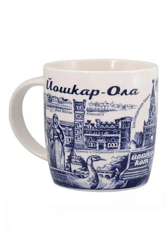 Кружка фарфор рисунок синий Йошкар-Ола (350 мл) (060-2-118) 3148659 — 1