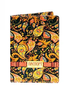 Обложка для паспорта, Фора, Золотой узор кожа 13,2*18,6см