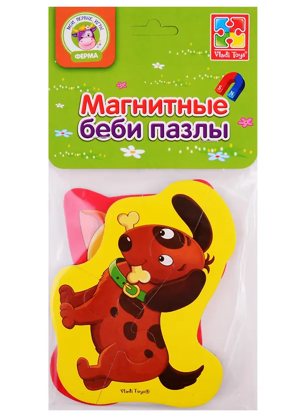 Мягкие магнитные Baby puzzle Vladi Toys Котенок и щенок 2789726 — 1