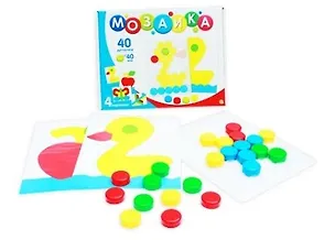 Пластиковая игра, Серия Собиралкин Мозаика 40 фишек, 40мм с цвет. (Прозр. Поле, 4 картинки) 345192