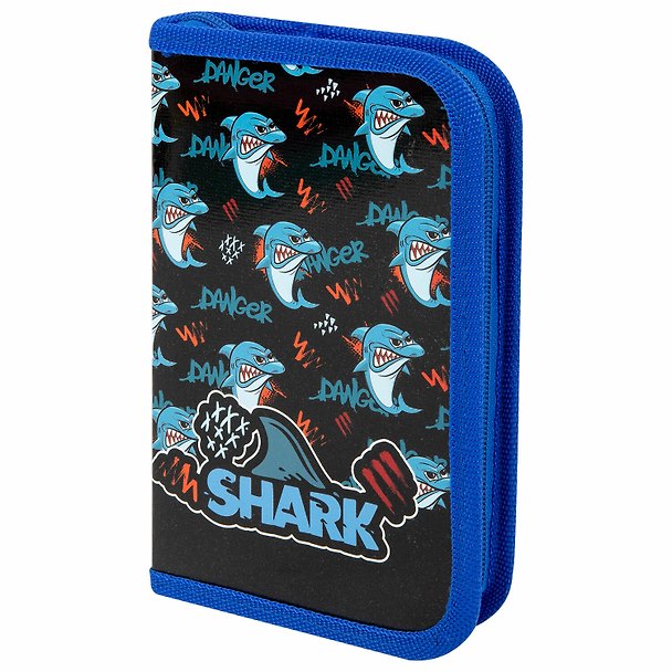 Пенал «Angry shark», 1 отделение, 19х11 см, Пифагор 3024459 — 1