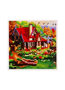 Набор для творчества, Рыжий Кот, Алмазная мозаика Красивый дом у озера, 20х20см c подр., с полн. заполн. (класс.),25цв. AC20059