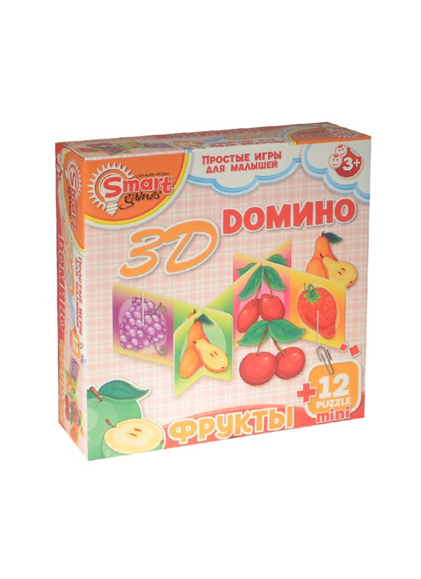 Домино «Фрукты» 3D, 12 мини-пазлов, Smart Games 2480304 — 1