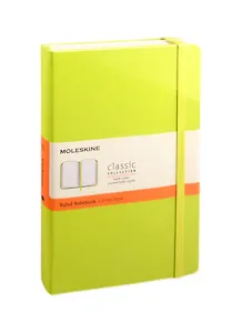 Книга для записей А5 120л лин. "CLASSIC LARGE" тв.,обл., лаймовый, резинка, ляссе, Moleskine