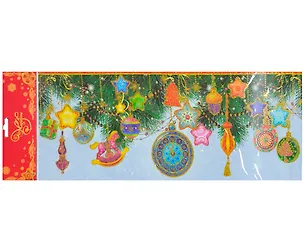 Новогоднее оконное украшение "Елочные игрушки", 54х21 см 2437225