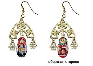 Сувенир, АКМ, Серьги "Матрешка с подвеской ромашка" 305538 — 1