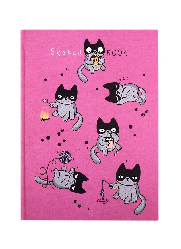 Скетчбук А5 80л "Catman" тонир. розов. блок, 7БЦ 254438 — 1