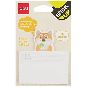 Блок бумаги 76*84 самоклеящийся "Животные" 25л, ассорти, Deli 258112