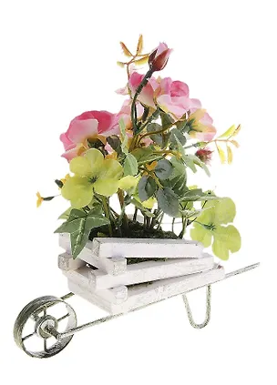 Композиция из искусственных цветов тележка (23 см) (255257) 2371618