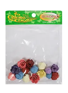 Декор Розочки ассорти маленькие (00009574) (15шт) (d=2см) (упаковка)
