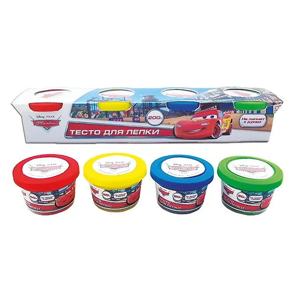 Набор Тесто для лепки Disney Тачки (450PD-T) (4 цв. х50гр) (Играем вместе) (упаковка) 2381043 — 1