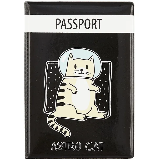 Обложка для паспорта  Кот-космонавт Astro cat (ПВХ бокс) (ОП2021-254) 2836094 — 1