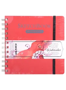 Скетчбук 160*160 25л "White Swan "Fin" красный, акварель., 200г/м2