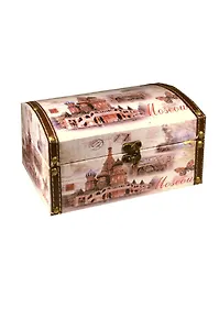 Сувенир, Сяо Лун Трейд, Шкатулка сундучок с замком "Москва"/"Париж" 16*9,5*7,5см