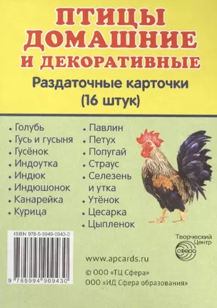 Птицы домашние и декоративные. 16 раздаточных карточек с текстом — 2417476 — 1