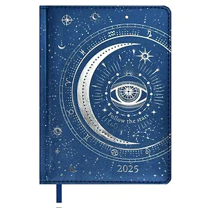 Ежедневник дат. 2025г. А6+ 200л 126х174 Астролог "Плонже" синий, кожзам, тв. переплет, обл.поролон, офсет, ляссе