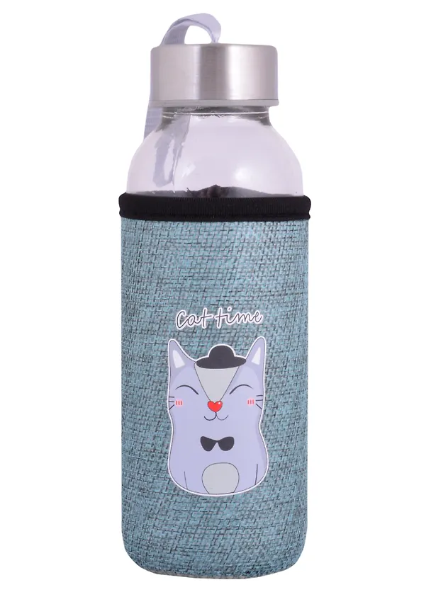 Бутылка в чехле джут Котик Cat time (стекло) (300мл) (12-7599-M300-037) 2852160 — 2