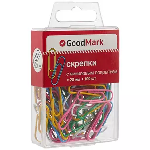 Скрепки 28мм 100шт винил, ассорти, пл/уп, GoodMark — 238900 — 1