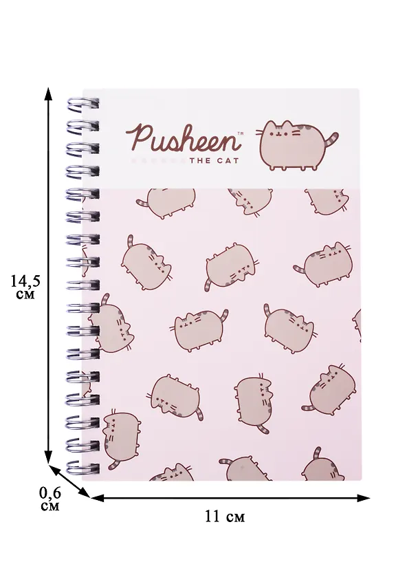 Записная книжка «Pusheen» А6, 80 листов в клетку, спираль, Academy Style, в ассортименте 256926 — 2