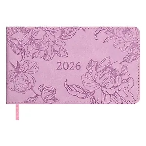 Еженедельник дат. 2026г. 64л 150x87 мм 150x87 мм "Виннер" лиловый, кожзам, мягк.переплет, блинт.тиснение, офсет, карманный, горизонт, справ.мат-лы, закругл.углы, ляссе, инд.уп