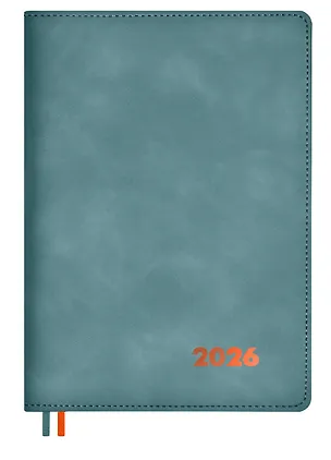 Еженедельник дат. 2026г. А5+ 80л "Нубук" бирюзовый, кожзам, мягк. переплет, тисн. фольгой, офсет, справ.мат-лы, закругл.углы, 2 ляссе, инд.уп 3116571