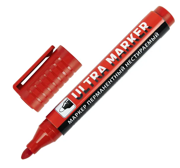 Маркер перманентный Brauberg, Ultra Marker, красный 3,5 мм 2937205 — 2