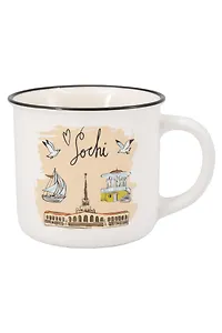 Кружка матовая прямая Беседка,чайки,дельфин (фарфор) (350мл) (Сочи) (065-8-135-D1)