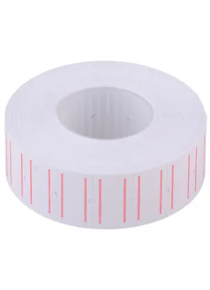 Лента для этикет-пистолета 21*12мм 1000шт/рул., белая с красн.полосой 351107