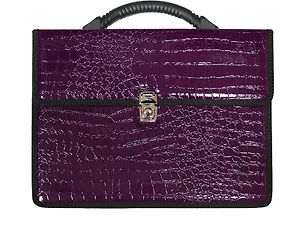 Портфель деловой "Колпино" 260*350, Анаконда фиолет. лак, 2 отделения, мет.замок, Канцбург