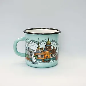 Сувенир, Ярко Ярко, Кружка, Панорама Санкт-Петербурга Цветная, 8*8*8см, 400мл эмалированная сталь, без коробки