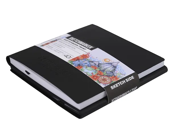 Скетчбук 12*12 40 л "Sketchmarker" Sketch&Write черный, 140г/м2, белая бумага + 60 л , 70г/м2, бумага в точку,  мягк. обл. 3129518 — 2