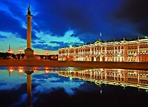 Открытка с видами (СПб) Дворцовая площадь.Зимний дворец и Александрийская [SPB-013]
