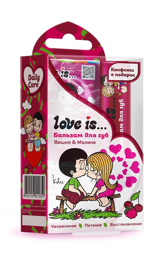 Набор Love is Бальзам для губ Вишня-малина+карамель (ПВХ бокс) (12х6,5) (Гк-134/13) 3028485 — 1