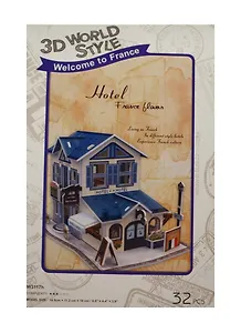 Конструктор 3D Здания Франция Hotel (W3117h) (11069001) (32 дет.) (16,5х11,2х10см) (3+) (упако