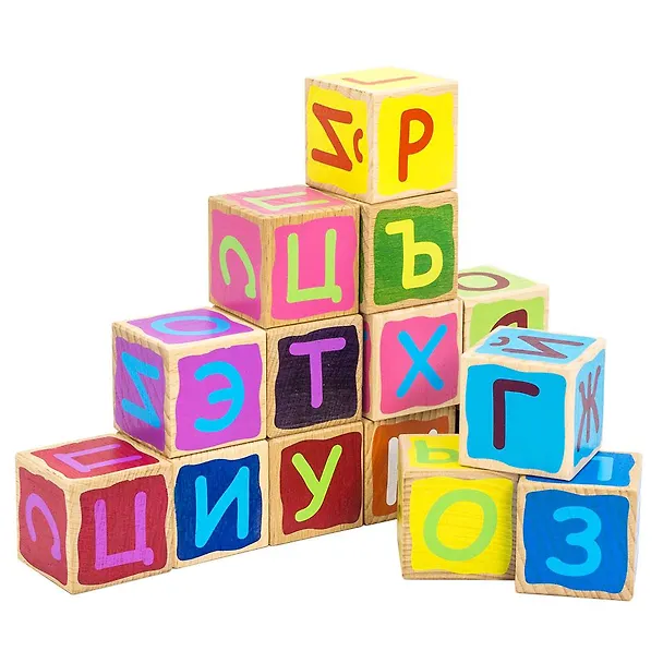 Кубики, ALATOYS, Азбука деревянные окрашенные 15 шт. 331596 — 3