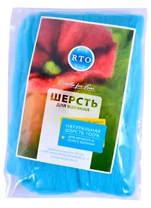 Шерсть для валяния РТО 30гр, голубая