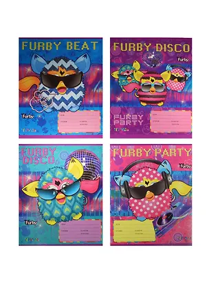 Тетрадь 18л лин. "Furby. Вечеринка" мел.картон, выб.лак, ассорти, Unnika 237250