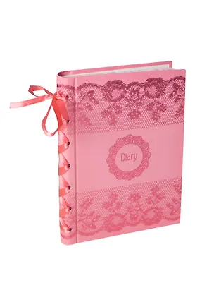 Ежедневник А6 120л "КРУЖЕВА РОЗОВЫЕ" 7Бц, тиснен.фольгой, гребень, декор.лента, Феникс 230813