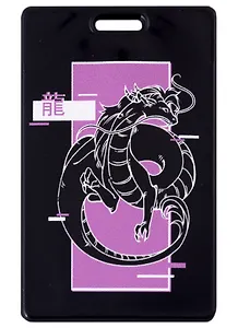 Чехол для карточек Аниме Дракон глитч (ч/б с фиолетовым)