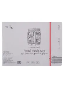 Скетчбук 24,5*17,9см 18л "SMLT Art Authentic Bristol", на резинке, 185г/м2, экстрабелый, сшивка